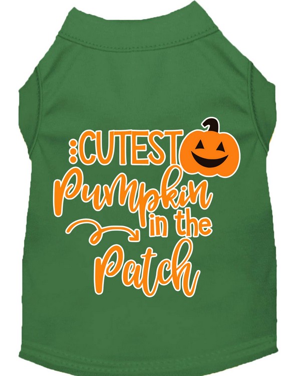 Cutest Pumpkin in the Patch Screen Print Dog Shirt Green Med